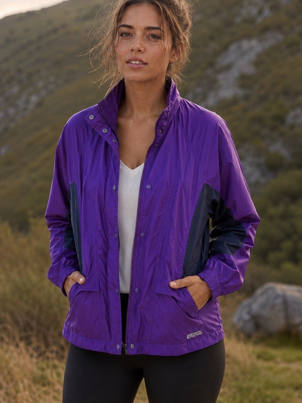 VINTAGE COTTAGE ESSENTIALS By Northern Reflections Purple Colorblock Windbreaker